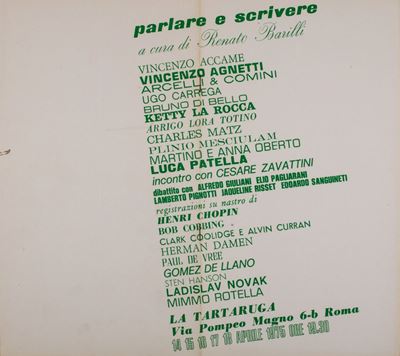 Locandine e catalogo della mostra collettiva 'Parlare e scrivere'