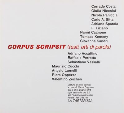 Mostra collettiva, Locandina-invito per Letture di testi poetici a cura di Nanni Cagnone - Galler...