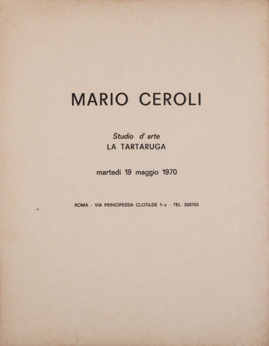 Mario Ceroli - Invito alla Mostra Personale, Galleria La Tartaruga, Roma