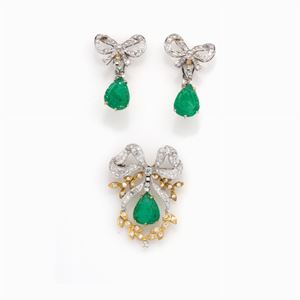 DEMI-PARURE IN SMERALDI COLOMBIANI E DIA
