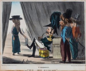 Daumier Honoré - A Buckarest ...c'est ici... entrez... on va vous payer!