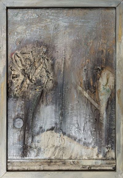 La favola del gelo, tecnica mista e collage su tela