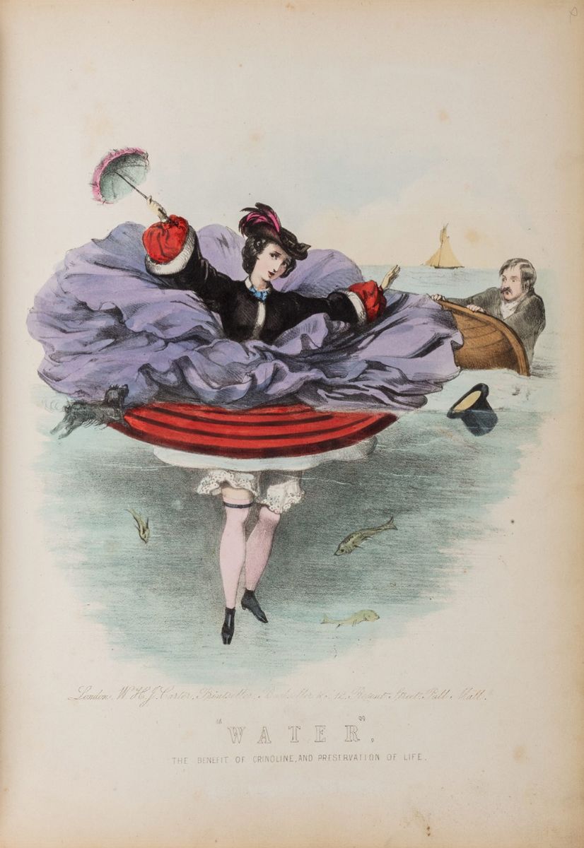 Satira - Moda - Stocks, Sem, Guerin e altri, Crinolines, serie di 40 litografie colorate a mano d...