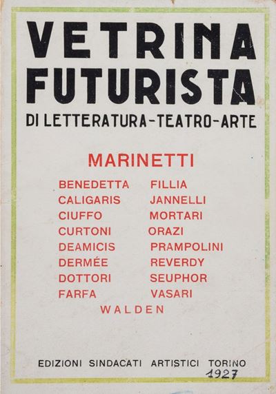 Marinetti, Vetrina Futurista di letteratura, teatro e arte (1927)