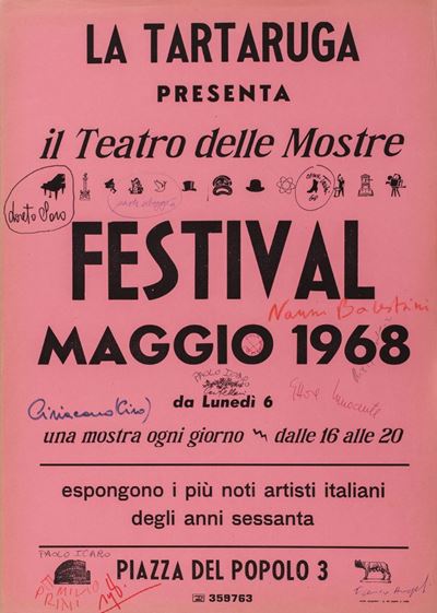 Festival Maggio 1968, manifesto firmato su carta rosa