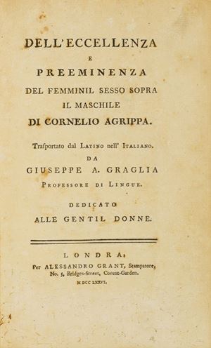 Dell'eccellenza e preeminenza del femminil sesso sopra il maschile