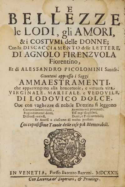 Firenzuola, Le bellezze, le lodi, gli amori e i costumi delle donne