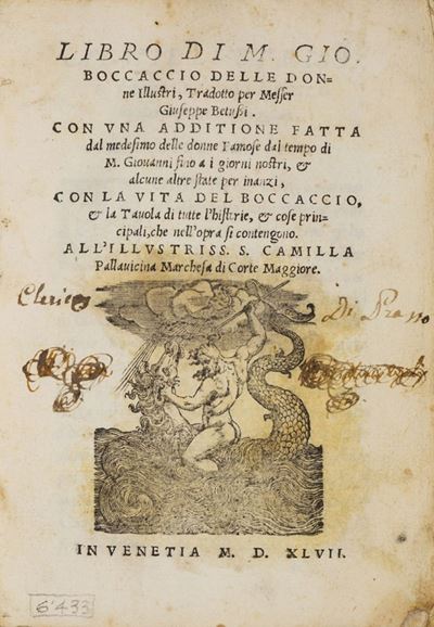 Libro delle donne illustri, tradotto per Messer Giuseppe Betussi, seconda edizione, 1547