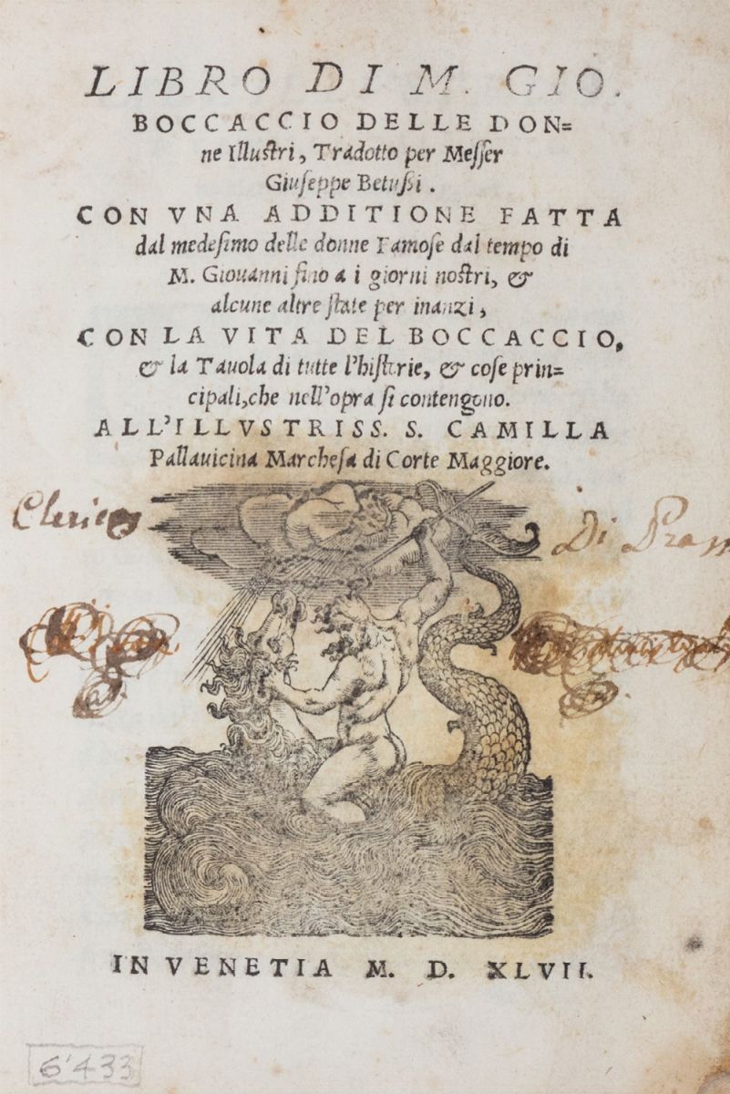 Giovanni Boccaccio - Libro delle donne illustri, tradotto per Messer Giuseppe Betussi, seconda ed...
