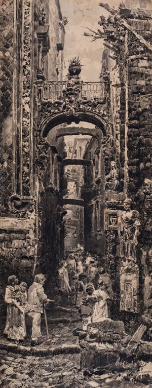 Procession in a city alley