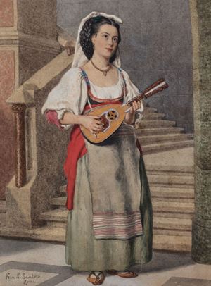 Young ciociara with mandolin