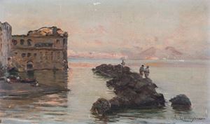 Napoli, Veduta del golfo con Palazzo Donn'Anna