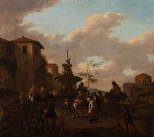 Market scene with the Tritone Fountain