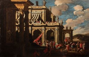 Capriccio architettonico con martirio di Santo Stefano