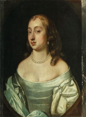 Ritratto di gentildonna in abito di seta grigia, a mezzo busto