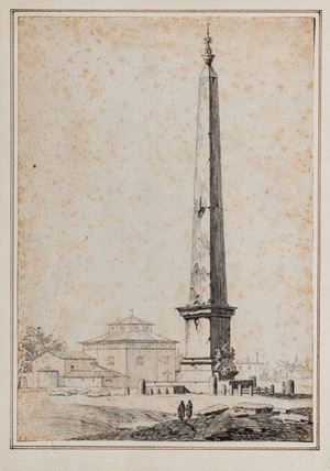 Veduta del Battistero Lateranense con l'Obelisco