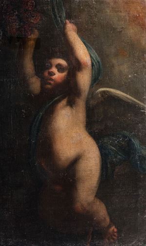 Angioletto con ghirlanda di fiori
