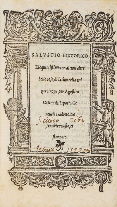 Salustio historico eloquentissimo, traduzione in volgare di Agostino Ortica della Porta