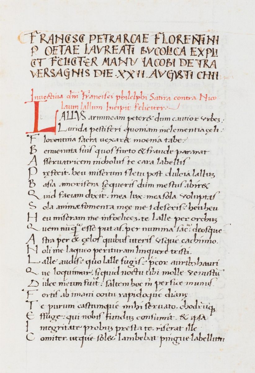 Francesco Petrarca - Bucolicum Carmen, Manoscritto umanistico del 1461