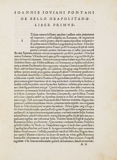 Pontano, De bello neapolitano et de sermone, Prima edizione del 1509