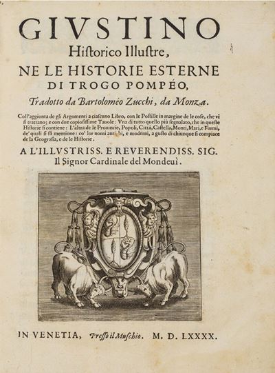 Giustino, Historie esterne di Trogo Pompeo, traduzione di Bartolomeo Zucchi, 1590