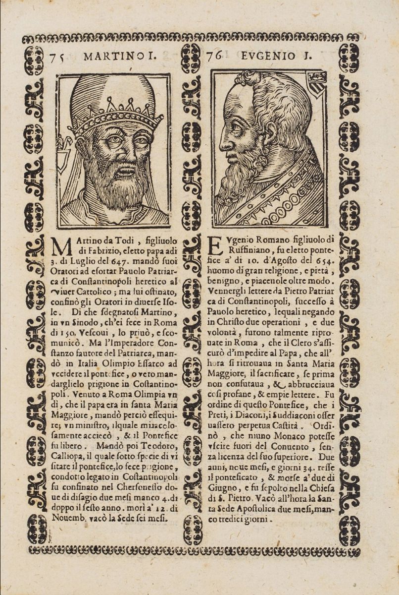 Storia dei Papi Cronologia ponteficale, che contiene le vere effigie