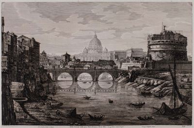 Veduta Generale della Gran Mole Adriana, e Ponte Elio... in Oggi Ponte e Castel S. Angelo