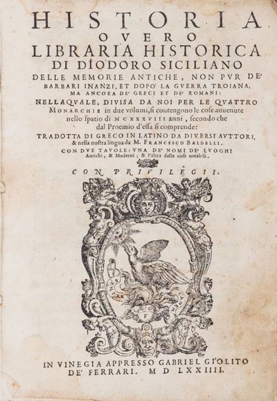 Diodoro, Historia overo libraria historica... delle memorie antiche, 1574