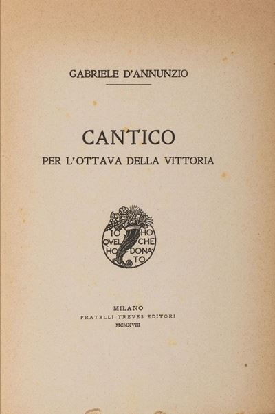 Cantico per l'ottava della vittoria, prima edizione, 1918