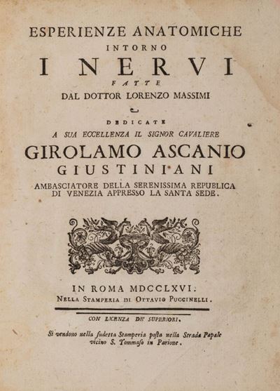 Autore non identificato, Esperienze anatomiche intorno i nervi, Edizione originale del 1766