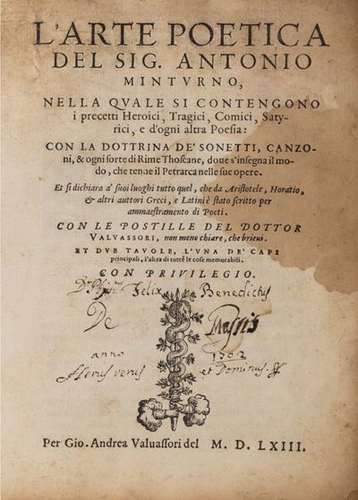 Minturno, L'arte poetica: precetti heroici, tragici, comici e satirici