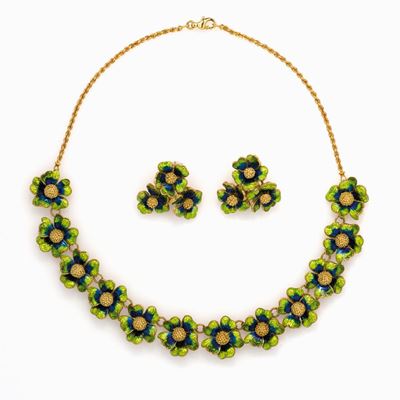 Demi-parure in Oro e Smalto, Circa 1960