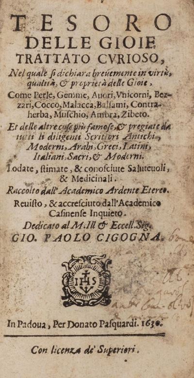 Ardemani, Tesoro delle gioie trattato curioso: qualità e proprietà delle gemme