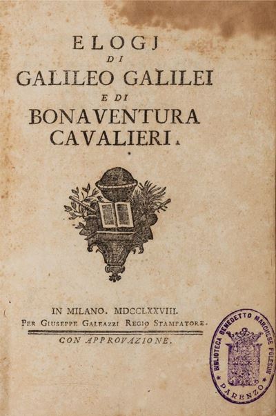 Elogio di Galileo Galilei, edizione originale del 1778