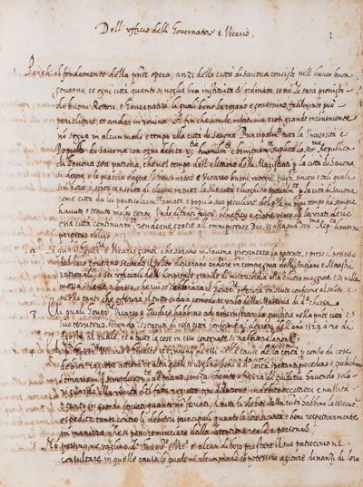 Politico volgare, manoscritto cartaceo del XVII secolo
