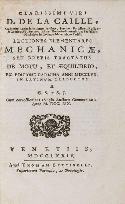 Lectiones elementares mechanicae, seu Brevis tractatus de motu et aequilibrio
