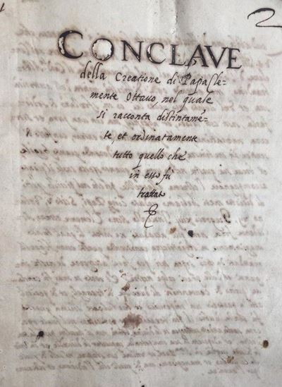 Conclave della Creazione di Papa Clemente VIII, manoscritto del 1590