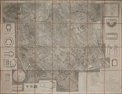 Pianta topografica della città di Roma, incisa in rame, 1870