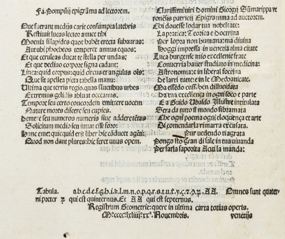 Luca Pacioli - Suma de Arithmetica Geometria Proportioni & Proportionalita, Prima edizione, Venez...