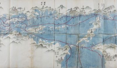 Mare interno di Seto, carta incisa su legno a colori del 1868