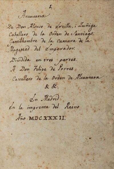 Alonso de Ercilla, La Araucana - Poema epico, edizione del 1632