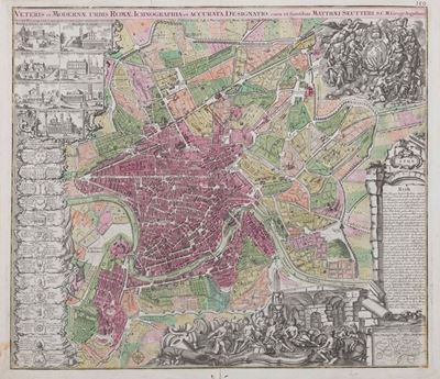 Mattheus Seutter, Veteris et Modernae urbis Romae Ichonographia et accurata Designatio, incisione...