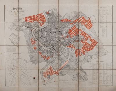 G.B. Maggi, Roma e i suoi dintorni arricchita del piano regolatore, carta su tela, 1875