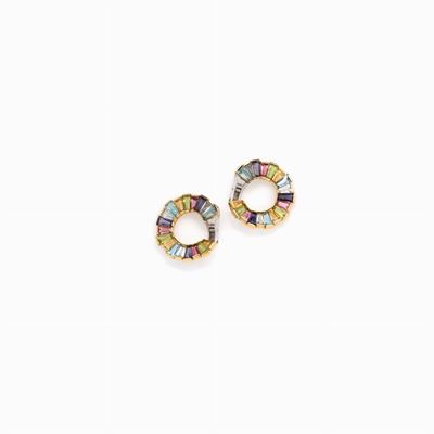 Paio di Orecchini in Gemme Multicolori,