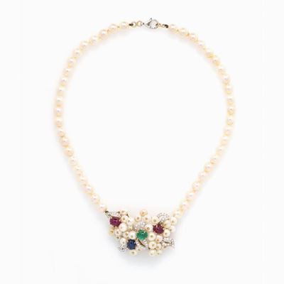 Collana in Perle, Diamanti e Pietre di C