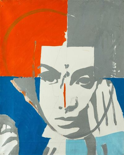 Volto di guerra (1967), tecnica mista su tela