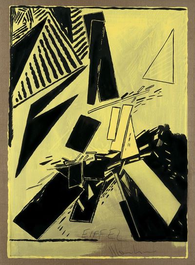 Senza titolo (Eiffel), tempera su carta