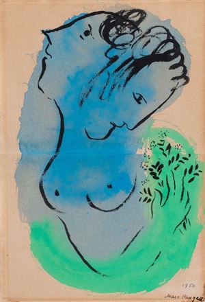 Chagall Marc - Doppio profilo su fondo blu e verde