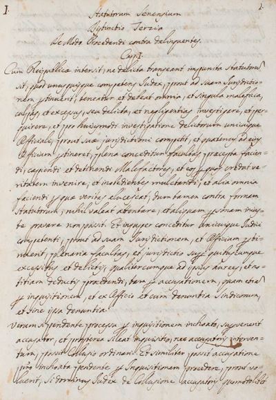 Statuti di Siena, Manoscritto cartaceo, 1785