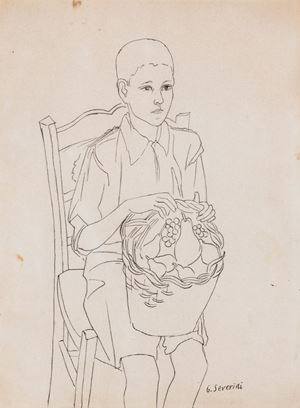 Ragazzo con canestro di frutta